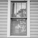 black and white photo of window