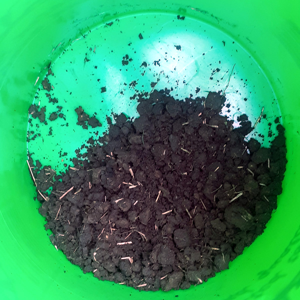 soil sample mixed together in bucket