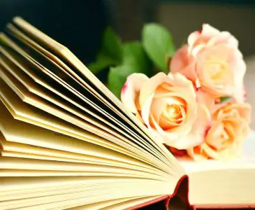 open book with flowers