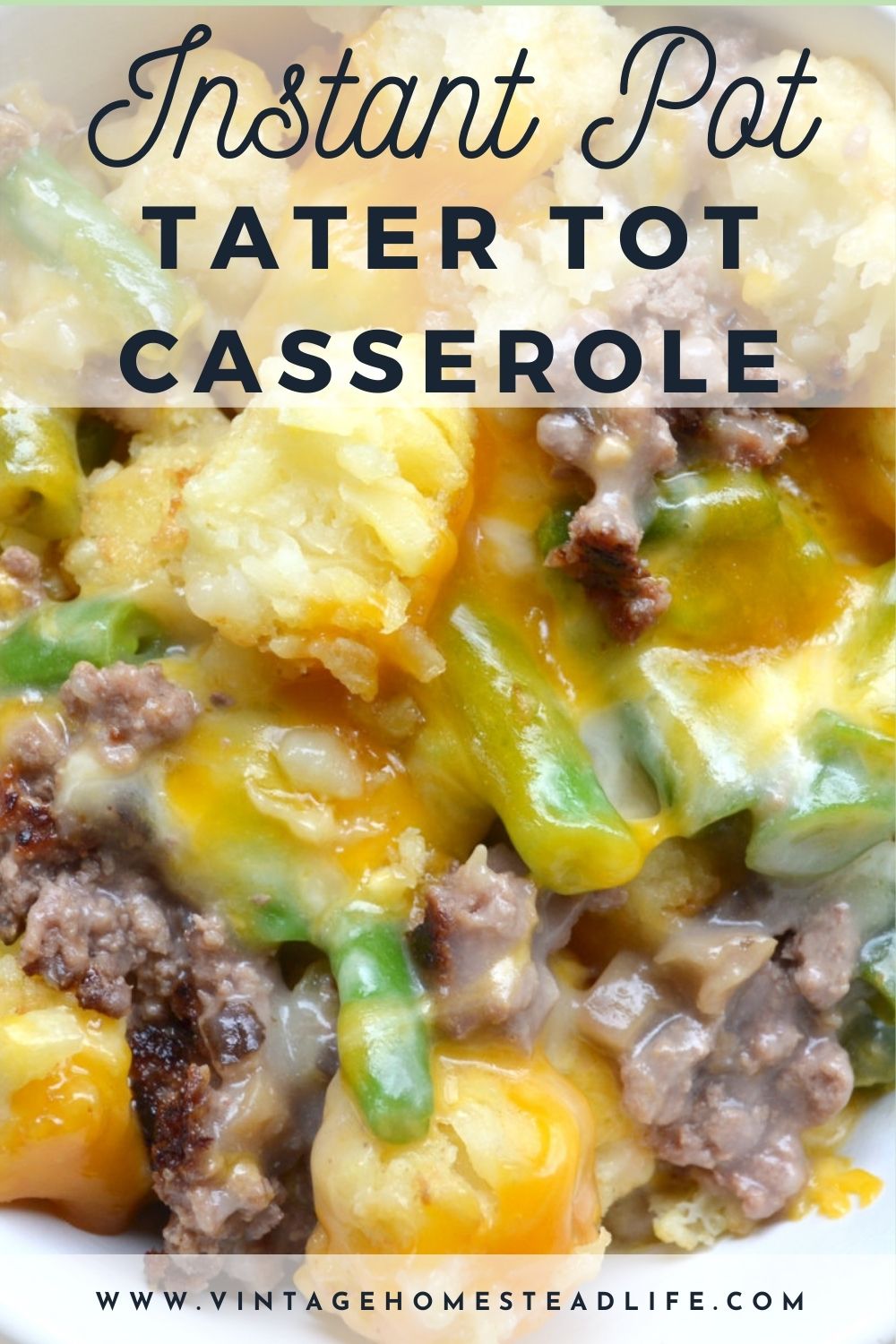 Tater Tot Casserole in the Instant Pot! This delicious recipe is a new take on this classic midwestern comfort food casserole! 