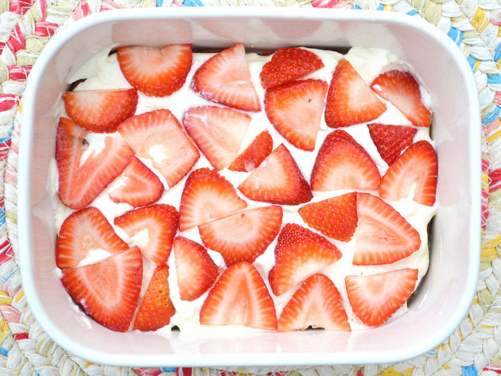 strawberry layer on icebox cake