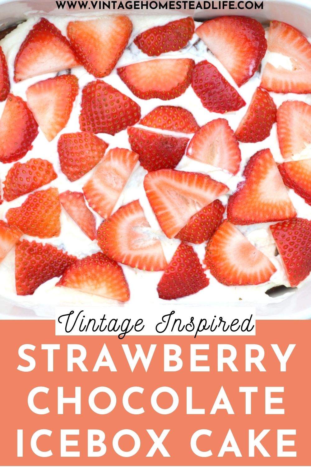 vintage inspired strawberry chocolate icebox cake pinterest pin