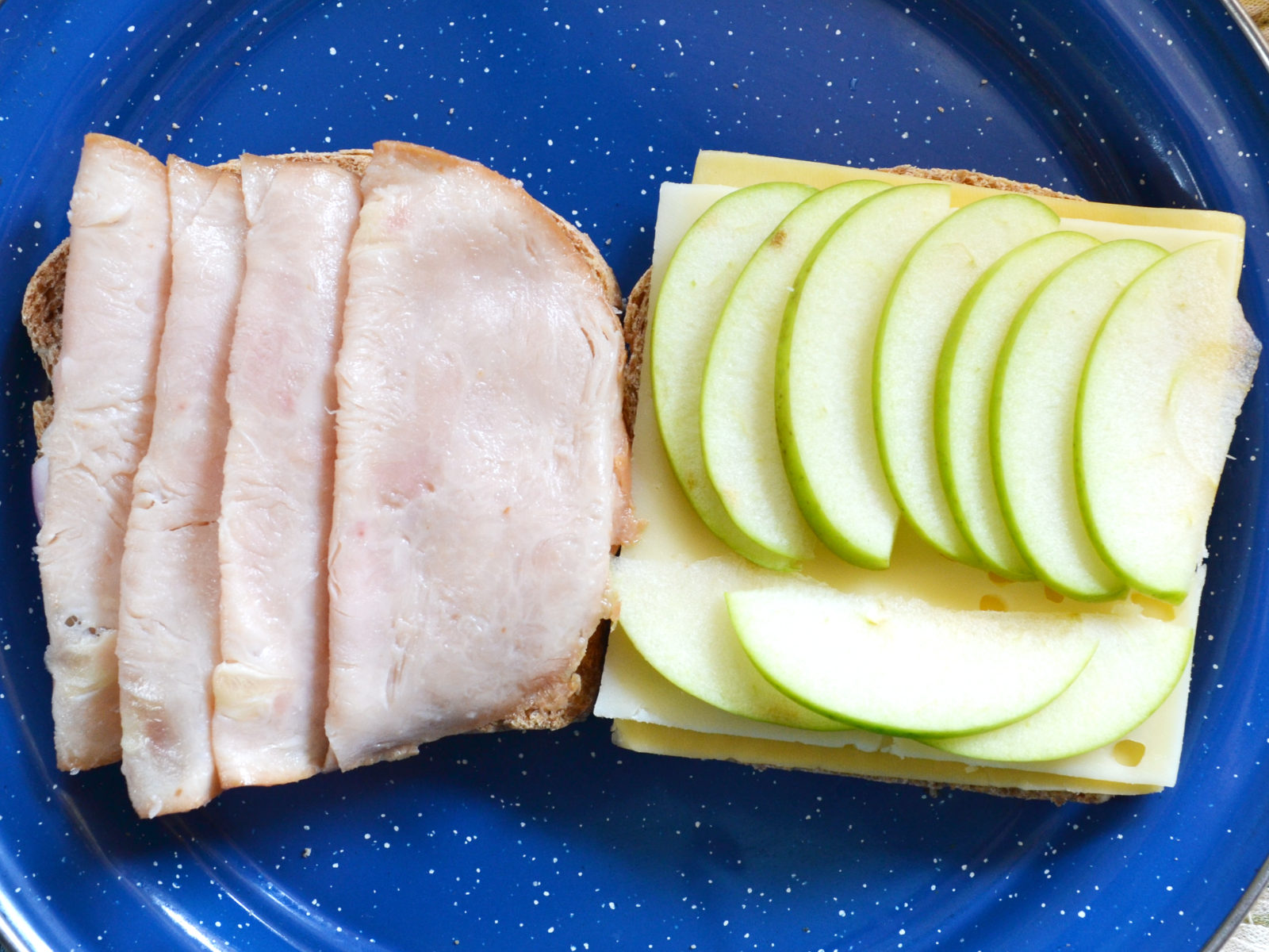 turkey and apples on sandwich