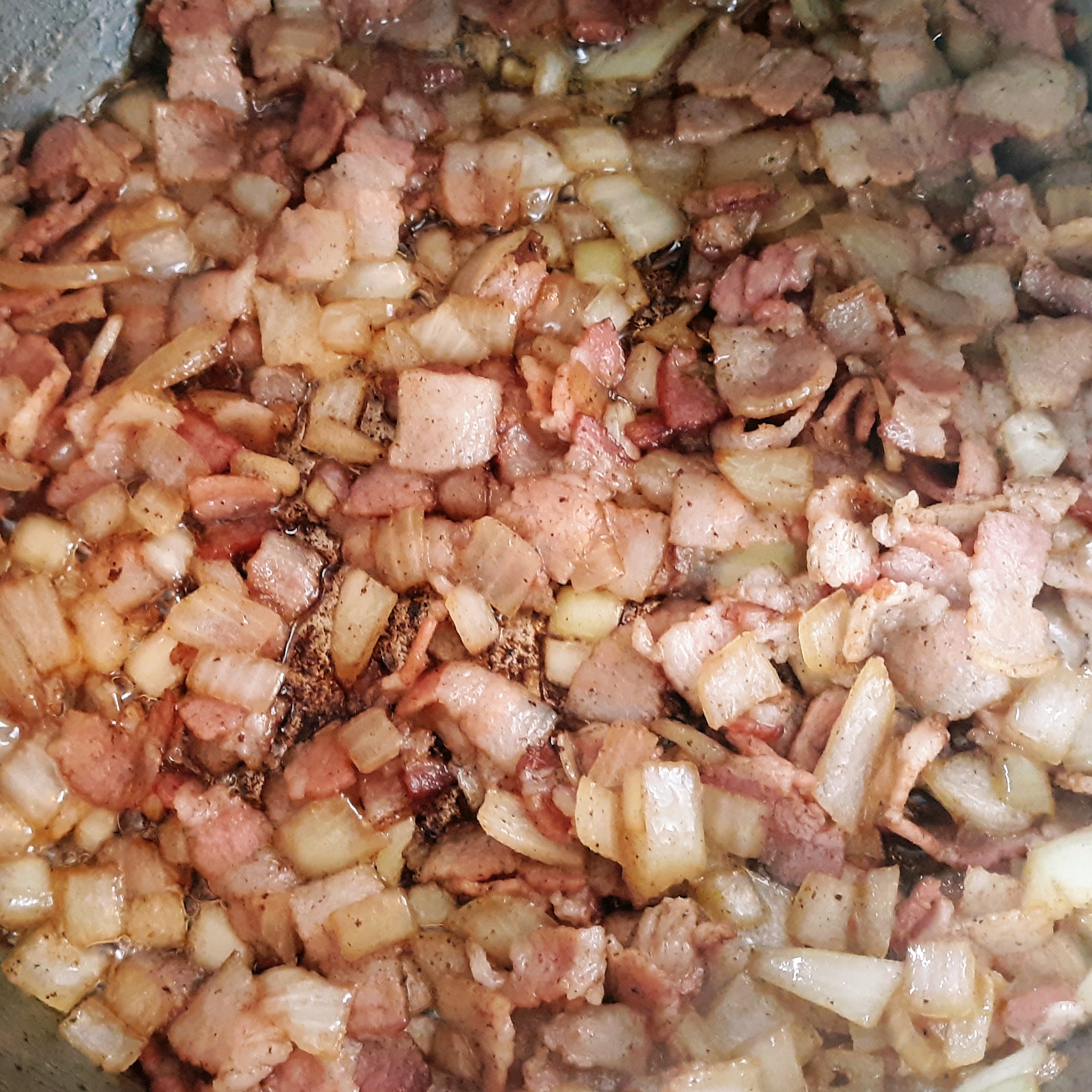 cooked bacon and onions