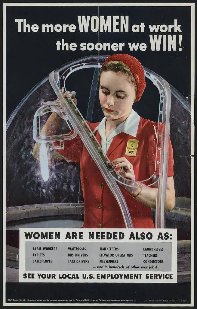 1940s woman on vintage wartime poster