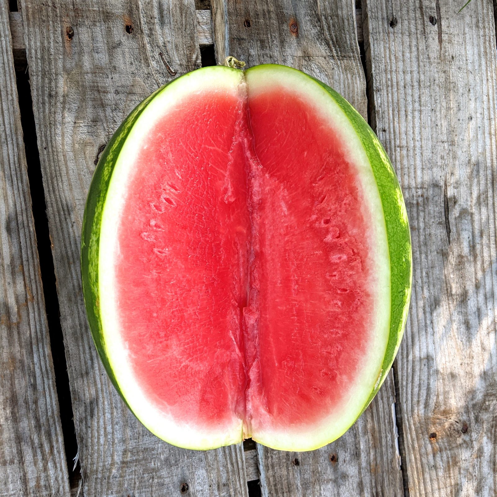 top view of ripe watermelon that has been cut into
