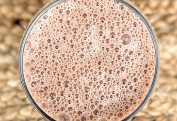 top view of bubbly chocolate milk