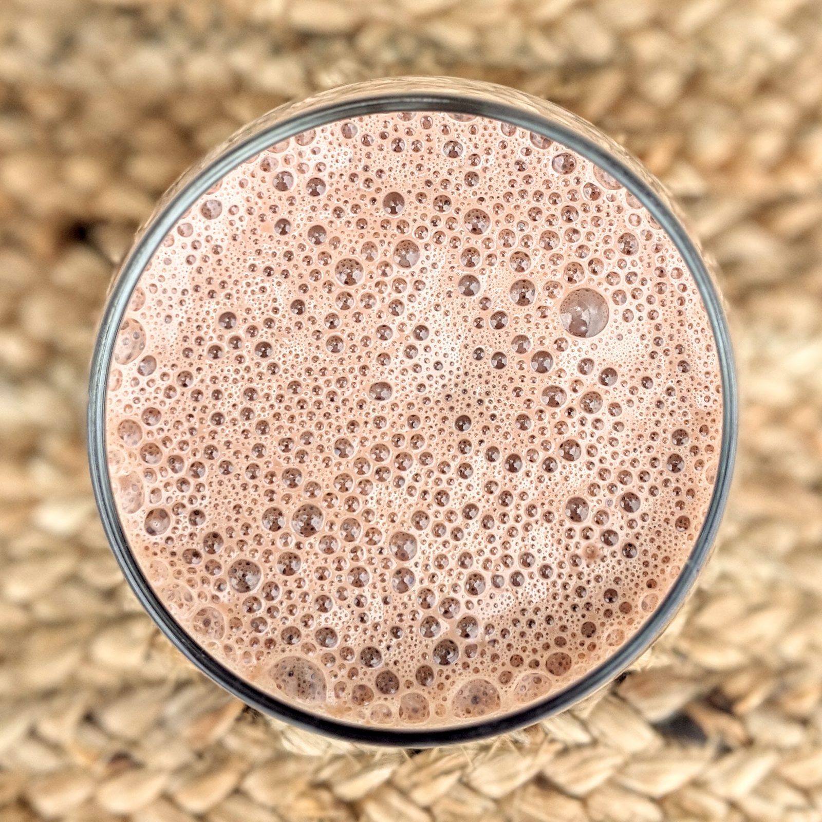top view of bubbly chocolate milk