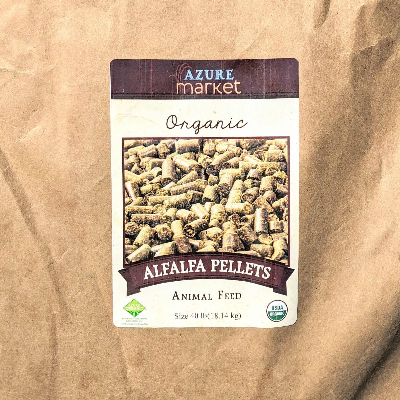 bag of alfalfa pellets