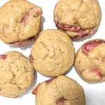 top view of strawberry muffins on white plate